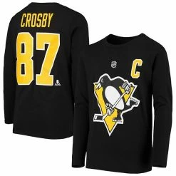 Outerstuff Youth Sidney Crosby Black Pittsburgh Penguins Authentic Stack Long Sleeve Name & Number T-Shirt -Outerstuff shop unnamed file 1177