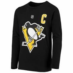 Outerstuff Youth Sidney Crosby Black Pittsburgh Penguins Authentic Stack Long Sleeve Name & Number T-Shirt -Outerstuff shop unnamed file 1178