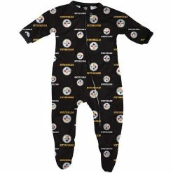 Outerstuff Pittsburgh Steelers Infant Piped Raglan Full Zip Coverall - Black