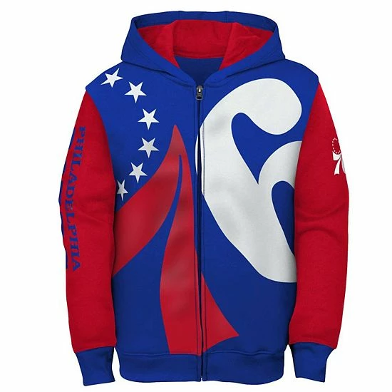 Outerstuff Youth Royal/Red Philadelphia 76ers Poster Board Color Block Full-Zip Hoodie 5 Outerstuff Youth Royal/Red Philadelphia 76ers Poster Board Color Block Full-Zip Hoodie - Image 3