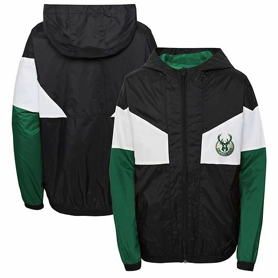 Outerstuff Youth Black Milwaukee Bucks Pick-Up Game Hoodie Full-Zip Jacket 4 Outerstuff Youth Black Milwaukee Bucks Pick-Up Game Hoodie Full-Zip Jacket - Image 2
