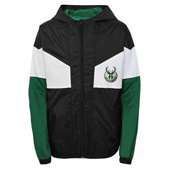 Outerstuff Youth Black Milwaukee Bucks Pick-Up Game Hoodie Full-Zip Jacket 5 Outerstuff Youth Black Milwaukee Bucks Pick-Up Game Hoodie Full-Zip Jacket - Image 3