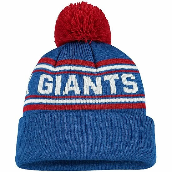 Outerstuff Youth Royal New York Giants Jacquard Cuffed Knit Hat With Pom 5 Outerstuff Youth Royal New York Giants Jacquard Cuffed Knit Hat With Pom - Image 3