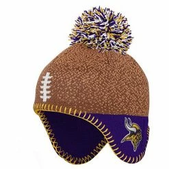Outerstuff Preschool Brown/Purple Minnesota Vikings Football Head Knit Hat With Pom