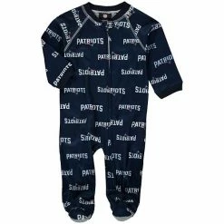 Outerstuff New England Patriots Infant Piped Raglan Full Zip Coverall - Navy Blue