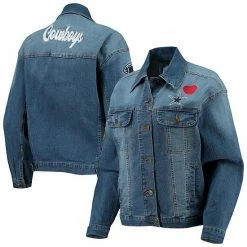 Outerstuff Juniors Blue Dallas Cowboys Ballistic Denim Tri-Blend Button-Up Jacket