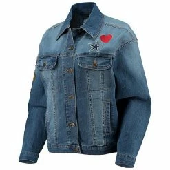 Outerstuff Juniors Blue Dallas Cowboys Ballistic Denim Tri-Blend Button-Up Jacket -Outerstuff shop unnamed file 1288
