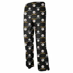 Outerstuff Pittsburgh Steelers Preschool Allover Logo Flannel Pajama Pants - Black