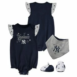Outerstuff Girls Newborn & Infant Navy New York Yankees Three-Piece Bodysuit Bib & Bootie Set