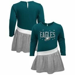 Outerstuff Girls Infant Midnight Green/Gray Philadelphia Eagles Heart To Heart Jersey Tri-Blend Dress