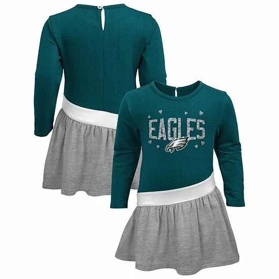 Outerstuff Girls Infant Midnight Green/Gray Philadelphia Eagles Heart To Heart Jersey Tri-Blend Dress 3 Outerstuff Girls Infant Midnight Green/Gray Philadelphia Eagles Heart To Heart Jersey Tri-Blend Dress
