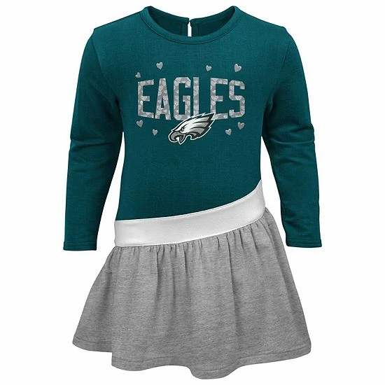 Outerstuff Girls Infant Midnight Green/Gray Philadelphia Eagles Heart To Heart Jersey Tri-Blend Dress 5 Outerstuff Girls Infant Midnight Green/Gray Philadelphia Eagles Heart To Heart Jersey Tri-Blend Dress - Image 3