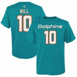 Outerstuff Youth Tyreek Hill Aqua Miami Dolphins Mainliner Player Name & Number T-Shirt