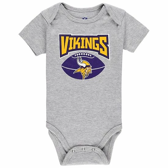 Outerstuff Infant Purple/Gold/Heathered Gray Minnesota Vikings 3-Pack Game On Bodysuit Set 6 Outerstuff Infant Purple/Gold/Heathered Gray Minnesota Vikings 3-Pack Game On Bodysuit Set - Image 4