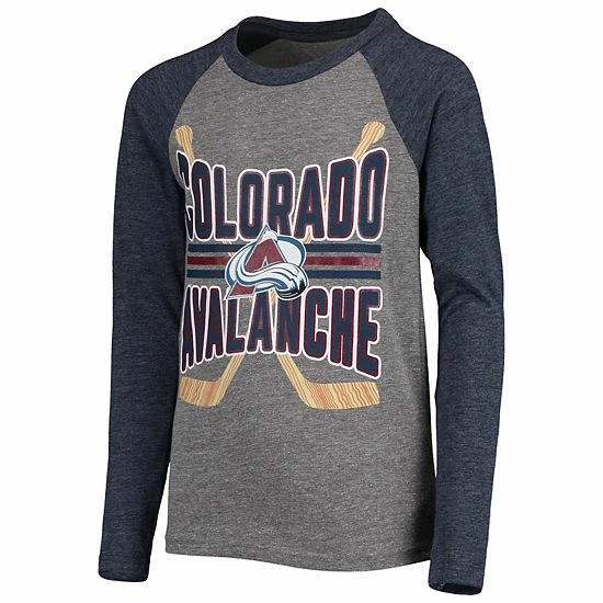 Outerstuff Youth Heathered Gray/Heathered Navy Colorado Avalanche Square Up Tri-Blend Raglan Long Sleeve T-Shirt 5 Outerstuff Youth Heathered Gray/Heathered Navy Colorado Avalanche Square Up Tri-Blend Raglan Long Sleeve T-Shirt - Image 3