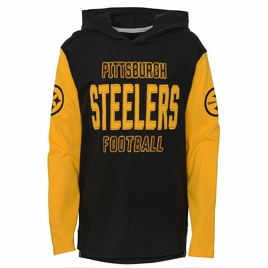 Outerstuff Youth Black/Gold Pittsburgh Steelers Heritage Long Sleeve Hoodie T-Shirt 3 Outerstuff Youth Black/Gold Pittsburgh Steelers Heritage Long Sleeve Hoodie T-Shirt