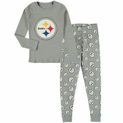 Outerstuff Youth Heathered Gray Pittsburgh Steelers Long Sleeve T-Shirt & Pants Sleep Set