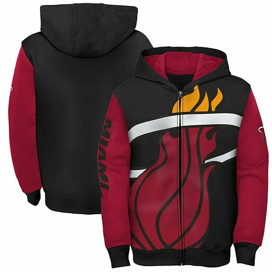 Outerstuff Youth Red/Black Miami Heat Poster Board Color Block Full-Zip Hoodie 3 Outerstuff Youth Red/Black Miami Heat Poster Board Color Block Full-Zip Hoodie