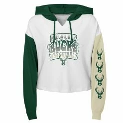 Outerstuff Youth White Milwaukee Bucks Color Run Cropped Pullover Hoodie