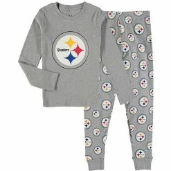 Outerstuff Preschool Heathered Gray Pittsburgh Steelers Long Sleeve T-Shirt & Pants Sleep Set