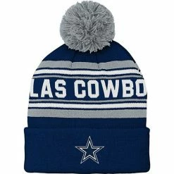 Outerstuff Youth Navy Dallas Cowboys Jacquard Cuffed Knit Hat With Pom