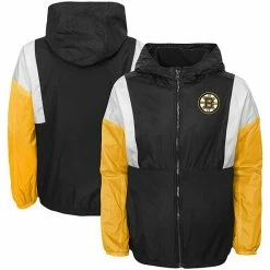 Outerstuff Youth Black Boston Bruins Stadium Colorblock Full-Zip Windbreaker Jacket