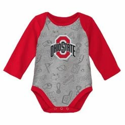 Outerstuff Newborn & Infant Scarlet/Heather Gray Ohio State Buckeyes Born To Win Two-Pack Long Sleeve Bodysuit Set -Outerstuff shop unnamed file 1641