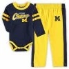 Outerstuff Newborn & Infant Navy/Maize Michigan Wolverines Little Kicker Long Sleeve Bodysuit & Sweatpants Set -Outerstuff shop unnamed file 1643