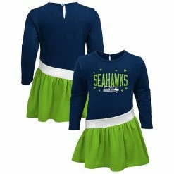 Outerstuff Girls Infant College Navy/Neon Green Seattle Seahawks Heart To Heart Jersey Tri-Blend Dress