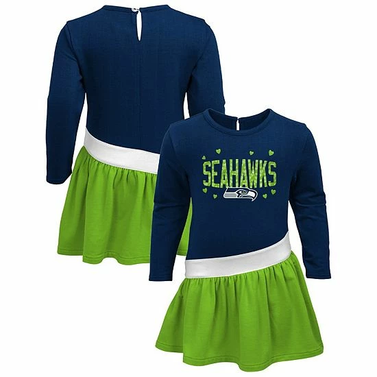 Outerstuff Girls Infant College Navy/Neon Green Seattle Seahawks Heart To Heart Jersey Tri-Blend Dress 3 Outerstuff Girls Infant College Navy/Neon Green Seattle Seahawks Heart To Heart Jersey Tri-Blend Dress