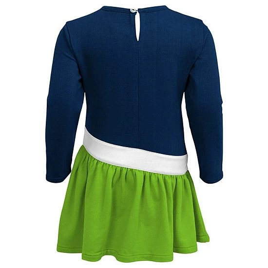 Outerstuff Girls Infant College Navy/Neon Green Seattle Seahawks Heart To Heart Jersey Tri-Blend Dress 6 Outerstuff Girls Infant College Navy/Neon Green Seattle Seahawks Heart To Heart Jersey Tri-Blend Dress - Image 4