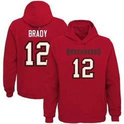 Outerstuff Youth Tom Brady Red Tampa Bay Buccaneers Mainliner Player Name & Number Fleece Pullover Hoodie