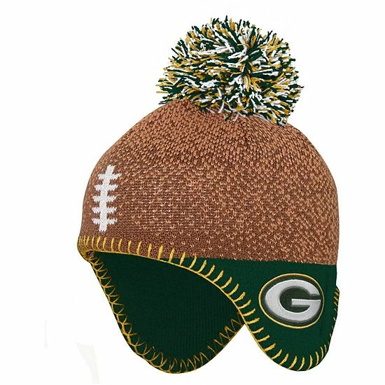 Outerstuff Newborn & Infant Brown Green Bay Packers Football Head Knit Hat 4 Outerstuff Newborn & Infant Brown Green Bay Packers Football Head Knit Hat - Image 2