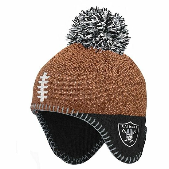 Outerstuff Newborn & Infant Brown Las Vegas Raiders Football Head Knit Hat 4 Outerstuff Newborn & Infant Brown Las Vegas Raiders Football Head Knit Hat - Image 2
