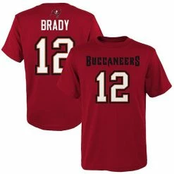 Outerstuff Youth Tom Brady Red Tampa Bay Buccaneers Mainliner Player Name & Number T-Shirt