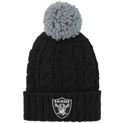 Outerstuff Girls Youth Black Las Vegas Raiders Team Cable Cuffed Knit Hat With Pom