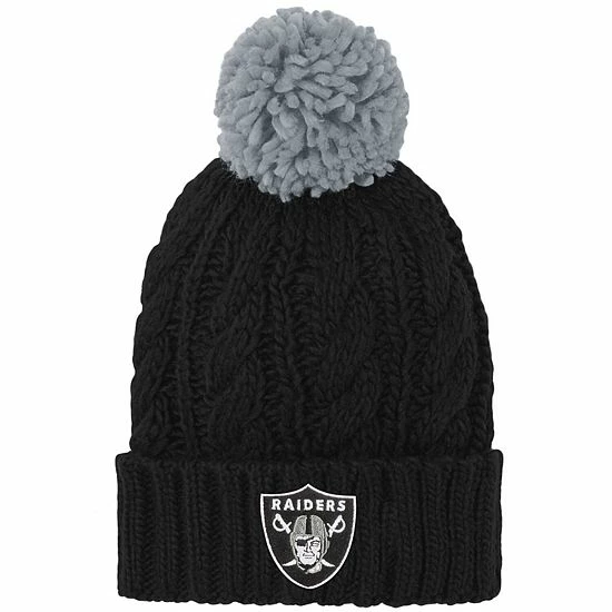 Outerstuff Girls Youth Black Las Vegas Raiders Team Cable Cuffed Knit Hat With Pom 3 Outerstuff Girls Youth Black Las Vegas Raiders Team Cable Cuffed Knit Hat With Pom