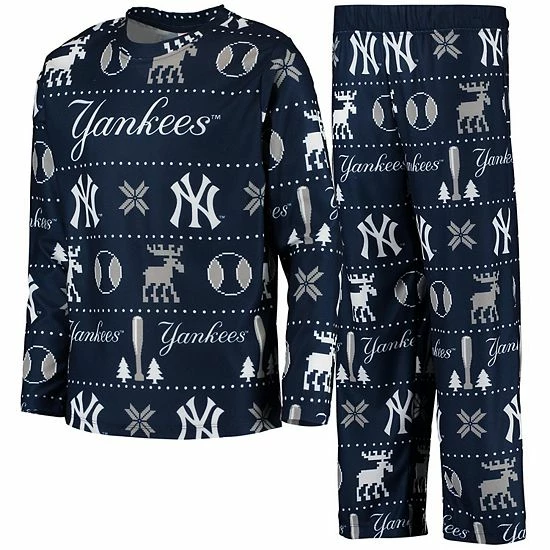 Outerstuff Youth Navy New York Yankees Allover Print Long Sleeve T-Shirt & Pants Sleep Set 3 Outerstuff Youth Navy New York Yankees Allover Print Long Sleeve T-Shirt & Pants Sleep Set