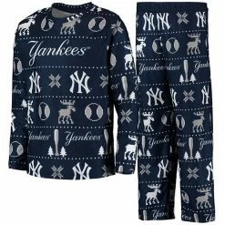 Alternative view of Outerstuff Youth Navy New York Yankees Allover Print Long Sleeve T-Shirt & Pants Sleep Set