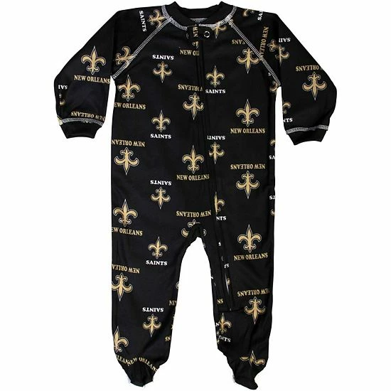 Outerstuff New Orleans Saints Newborn Full Zip Raglan Coverall - Black 4 Outerstuff New Orleans Saints Newborn Full Zip Raglan Coverall - Black - Image 2