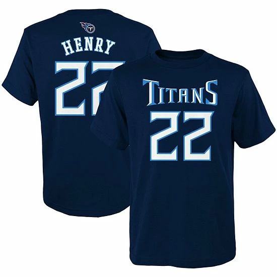 Outerstuff Youth Derrick Henry Navy Tennessee Titans Mainliner Player Name & Number T-Shirt 3 Outerstuff Youth Derrick Henry Navy Tennessee Titans Mainliner Player Name & Number T-Shirt