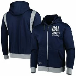 Outerstuff Men's Navy Dallas Cowboys Drop Back Full-Zip Hoodie