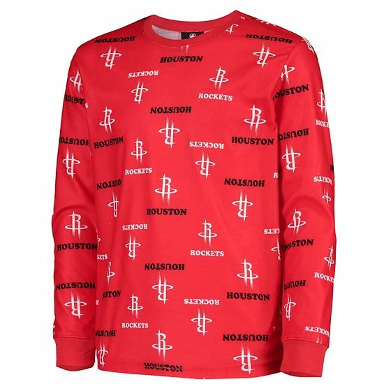 Outerstuff Youth Red Houston Rockets Allover Print Long Sleeve T-Shirt And Pants Sleep Set 5 Outerstuff Youth Red Houston Rockets Allover Print Long Sleeve T-Shirt And Pants Sleep Set - Image 3