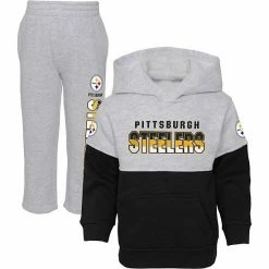 Outerstuff Toddler Heather Gray/Black Pittsburgh Steelers Playmaker Hoodie And Pants Set -Outerstuff shop unnamed file 1939