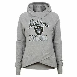Outerstuff Girls Youth Heathered Gray Las Vegas Raiders Dye Hard Fan Raglan Funnel Neck Pullover Hoodie