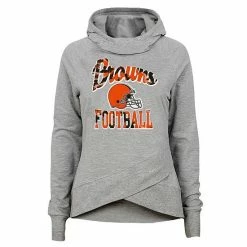 Outerstuff Girls Youth Heathered Gray Cleveland Browns Dye Hard Fan Funnel Neck Pullover Hoodie