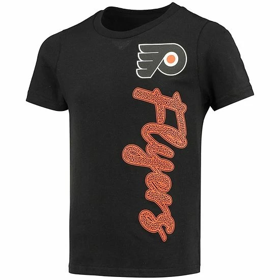 Outerstuff Girls Youth Black Philadelphia Flyers Chenille Script T-Shirt 5 Outerstuff Girls Youth Black Philadelphia Flyers Chenille Script T-Shirt - Image 3