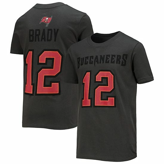 Outerstuff Youth Tom Brady Pewter Tampa Bay Buccaneers Mainliner Player Name & Number T-Shirt 4 Outerstuff Youth Tom Brady Pewter Tampa Bay Buccaneers Mainliner Player Name & Number T-Shirt - Image 2