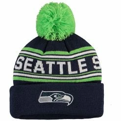 Outerstuff Youth College Navy Seattle Seahawks Jacquard Cuffed Knit Hat With Pom