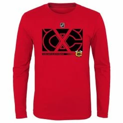 Outerstuff Youth Red Chicago Blackhawks Authentic Pro Secondary Logo Long Sleeve T-Shirt